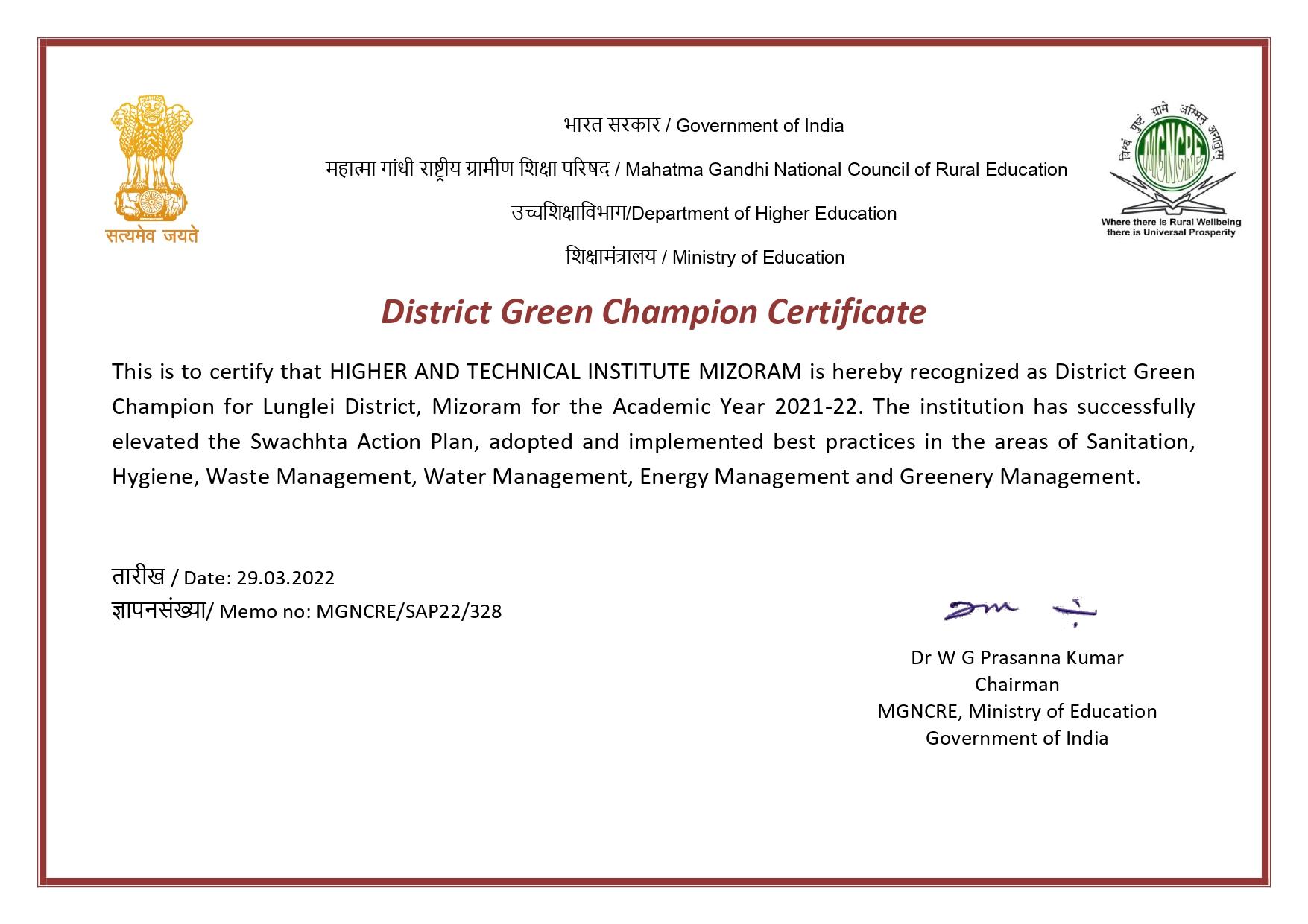District Green Champion